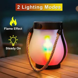New Hanging Outdoor 2 Lighting Mode Rechargeable Garden Decoration Type C Charging Solar Powered Hemp Rope Flame Lamp