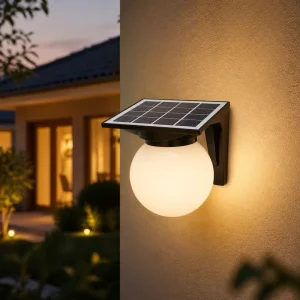 New IP65 Waterproof Outdoor Solar powered Wall mounted LED Wall Lamp Motion Sensor Adjustable Brightness Spherical Garden Light