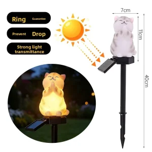 New LED Solar-Powered PVC Kitten Ground Plug Garden Path Light Waterproof Landscape Decorative