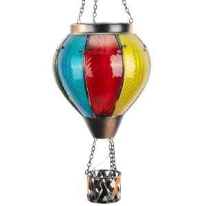 New Waterproof Garden Porch Hanging Decoration Flame Lamp Glass Material Solar Hot Balloon Garden Light