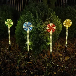 New Waterproof LED Candy Light Solar Powered Lollipop Style Lawn Garden Lights for Outdoor Christmas Decorations Plastic Body
