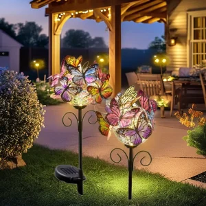 Newly Designed Romantic LED Lawn Butterfly Lights IP65 Waterproof Solar Outdoor Decoration for Garden Terrace