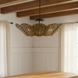 Nordic Modern LED Outdoor Pendant Ceiling Lamp with Rattan Decoration for Restaurant Bar Shop