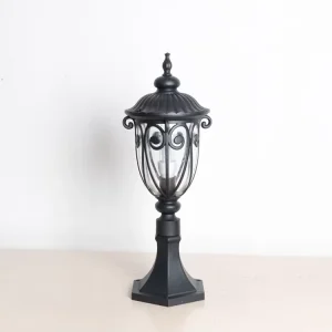 Nordic Retro Matte Black Pillar Lamps American Classic LED Aluminum Outdoor Waterproof Pier Mount Light for Courtyard
