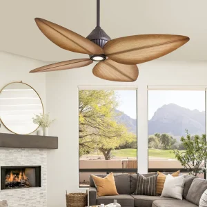 Nordic-Style ABS Leaf Design Ceiling Fan Light with Remote Control