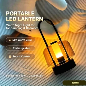 Nordic USB Rechargeable Touch Table Lamp Black Warm Light Portable Lantern