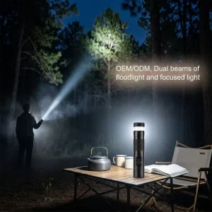 OEM 1200lm Dual-Mode Flashlight and 600lm Full-Circle Pocket Camping Lantern USB Rechargeable