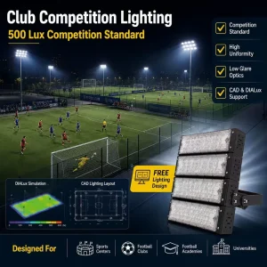OEM High Power LED Stadium Flood Light 100W 800W IP66 Outdoor Football Futsal Court High Mast Sport Lighting Module Design