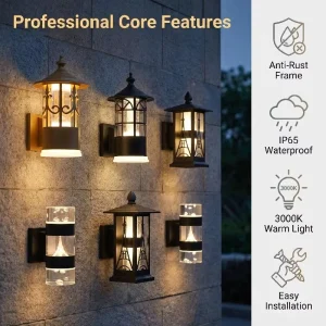 OEM ODM IP65 Waterproof Outdoor Wall Light Rustproof Metal for Commercial Projects