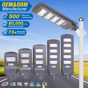 OEM ODM IP66 Waterproof ABS All-in-One Solar Street Light for Outdoor Roads, 30W-150W