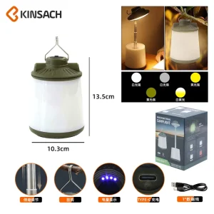 OEM ODM Retractable LED Camping Lantern Type C Charging 5 Light Modes Portable Hanging Outdoor Camping Lamp