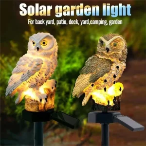 OEM Waterproof Resin LED Owl Shaped Solar-Powered Night Light Garden Lawn Lamp Outdoor Courtyard Decoration
