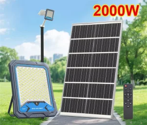 OMSEN High Power 2000W 1500W Solar Flood Light Aluminum Outdoor LED Lamp IP66 Waterproof for Garden Parking Highway Stadium