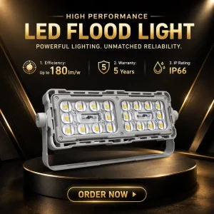 OUTLUX E040E 100W CE UKCA Super Bright LED Flood Light IP66 Waterproof CRI 80 for Commercial Stadium & Sports Tennis Courts