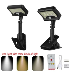 OVO-026 Solar Motion Sensor Wall Light Clip on 3 Color Dimmable USB Recharge IP65 Waterproof Garden Patio Decor Lighting