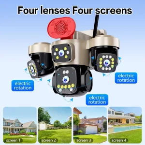 Off-Grid 4G 16MP Solar CCTV Camera with 4 Lenses, 6 Motors, APP Control, and Remote Monitoring