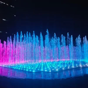 Optimum Show Dancing Outdoor Solar Fountain Deck Floor Decorative Water Music Fountains with LED 7 Colors Fountain Lights