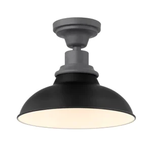 Outdoor 12″ Black Flush Mount Ceiling Light Barn Style
