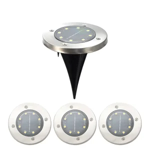 Outdoor 16 LED IP65 Solar Pathway & Garden Landscape Spot Ground Buried Light with Stainless Steel Solar Spike