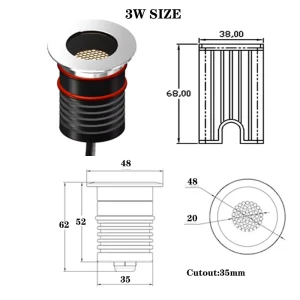 Outdoor 1W 3W 5W 7W LED Deck Lighting In-Ground Driveway Light Uplighter DC24V IP67 Aluminum Underground Lights