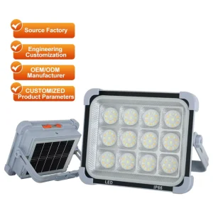 Outdoor 200W Red Blue Strobe ABS Glass Floodlight Portable Hand Held LED Solar Flood Light