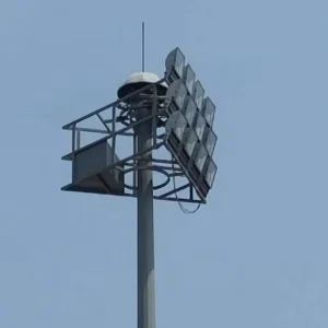 Outdoor 35 m High Mast Lighting Tower Hot-Dip Galvanized Steel Round Stadium Motorized Raising and Lowering Device LED Flood Lamp