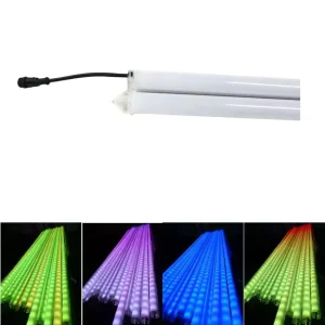 Outdoor 360 Degree DMX LED Meteor Tube Disco 30mm Milky RGB Pixel 3D Meteor Rain Tube Light