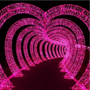 Outdoor 3D LED Christmas Heart Shaped Arch Lighting Tunnel Commercial Grade Exterior Winter Wonderland Display Motif Lights
