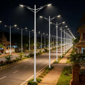 Outdoor 4M 5M 6M 7M 8M 9M 10M 12M Double Single Arm Galvanized Steel Solar Street Light Pole