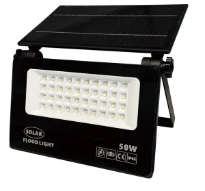 Outdoor 50W Solar LED Flood Light with IP65 Waterproof Remote Control LiFePO4 Battery RGB Color Temperature