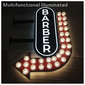 Outdoor Advertising Custom 3D LED Light Bulb Glowing Letters Barber Shop Sign Board Wall Mount IP65 Hospitals Decoration
