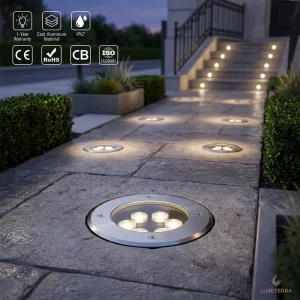 Outdoor Aluminum 12V 24V 220V IP67 Garden LED Underground Floor Lights Warm White Driveway Deck Inground for Landscape