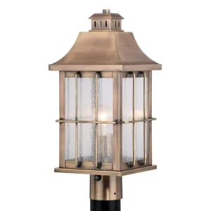 Outdoor Antique Vintage Bronze Steel Glass or Acrylic Rust Proof Street Pillar Fence Post Top Light for Villa Garden