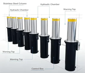 Outdoor Automatic Rising Hydraulic Retractable Traffic Bollard Steel Security Barrier for Parking