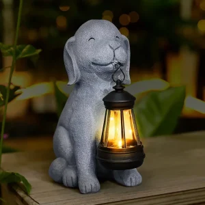 Outdoor Battery Powered Resin Dog Hanging Solar LED Garden Decoration Light for Mom Dog Owners Relocating