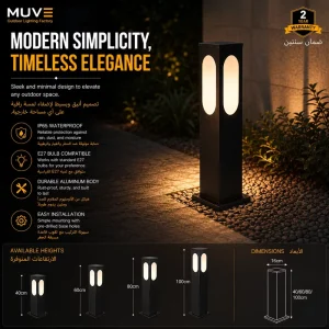 Outdoor Bollard Light With Acrylic Diffuser For Garden Pathway Lighting