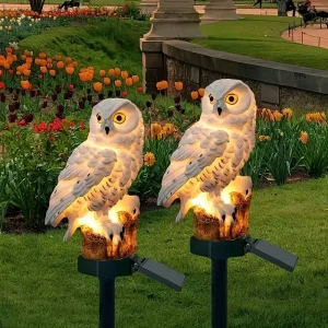 Outdoor Brown Owl Statue Solar Light, IP65, for Gardens and Lawns