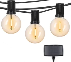 Outdoor Camping 25FT Waterproof Decorative Holiday Lighting Solar LED Bulb Garden Patio String Lights