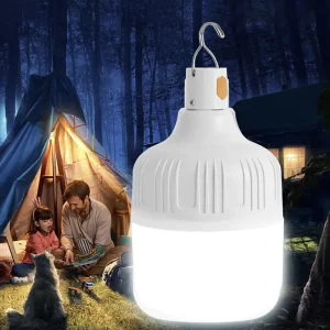 Outdoor Camping Directly Operated LED Rechargeable Bulbs Waterproof Camping Lights for Emergency Lighting, Outdoor White