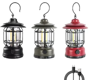Outdoor Camping Light Knob Style Rotating Electrodeless Dimming With Hook Hangable Retro LED Camping Lamp
