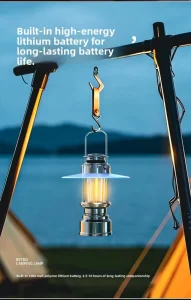 Outdoor Camping Rechargeable Waterproof Retro-style Lantern Incandescent Bulb Yellow Warm White Light