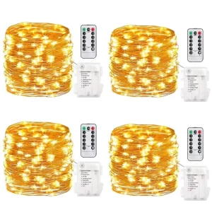 Outdoor Christmas LED Copper Wire Decorative String Lights IP44 Waterproof Battery Box Powered Multi Function Dimmable Garden
