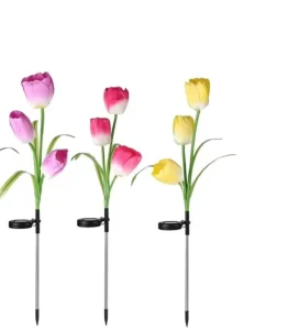 Outdoor Christmas LED Light Waterproof RGB Tulip Flower Solar Decoration Lamp for Backyard Garden Decoration