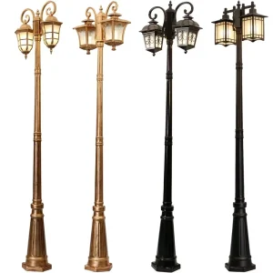 Outdoor Classic European Style IP66 Waterproof AC LED Garden Light Antique Street Light and Poles Aluminum Garden Lamp Post
