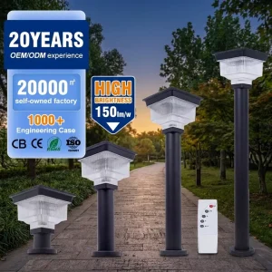 Outdoor Column Lights Multiple Color Temperatures 30W Two-year Warranty Solar Garden Light