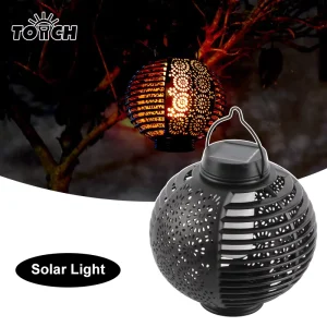 Outdoor Courtyard Garden ABS 2700k Soft Warm White LED Hanging European Solar Flame Light