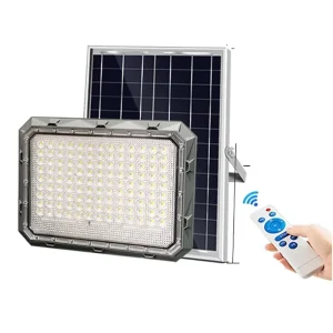 Outdoor Courtyard Landscape Lighting Lamp 200W Smart Remote Timing Die-cast Aluminum LED Flood Lights Solar Panel Manufacturer