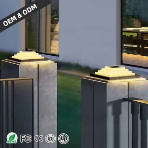 Outdoor Creative Square Pillar Light Home Villa Hotel Porch Courtyard Solar Pillar Light