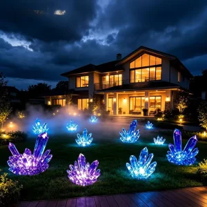 Outdoor Crystal Lamp Decorative Lighting Artificial Exotic Flower and Grass Garden Festival Decoration