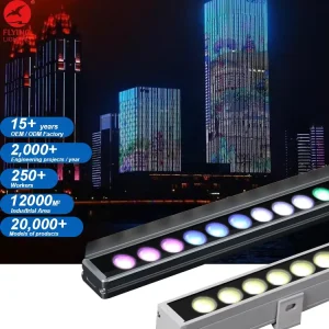 Outdoor DMX512 LED Linear Wall Washer Light IP65 Waterproof Aluminum for Architectural Facade Lighting